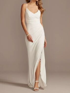 DB STUDIO Ruched Skinny Strap Dress with Lace Slit